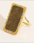 BE MAAD - Bague BIANCA - Obsidienne dorée - Bague XXL carrée en laiton dorée