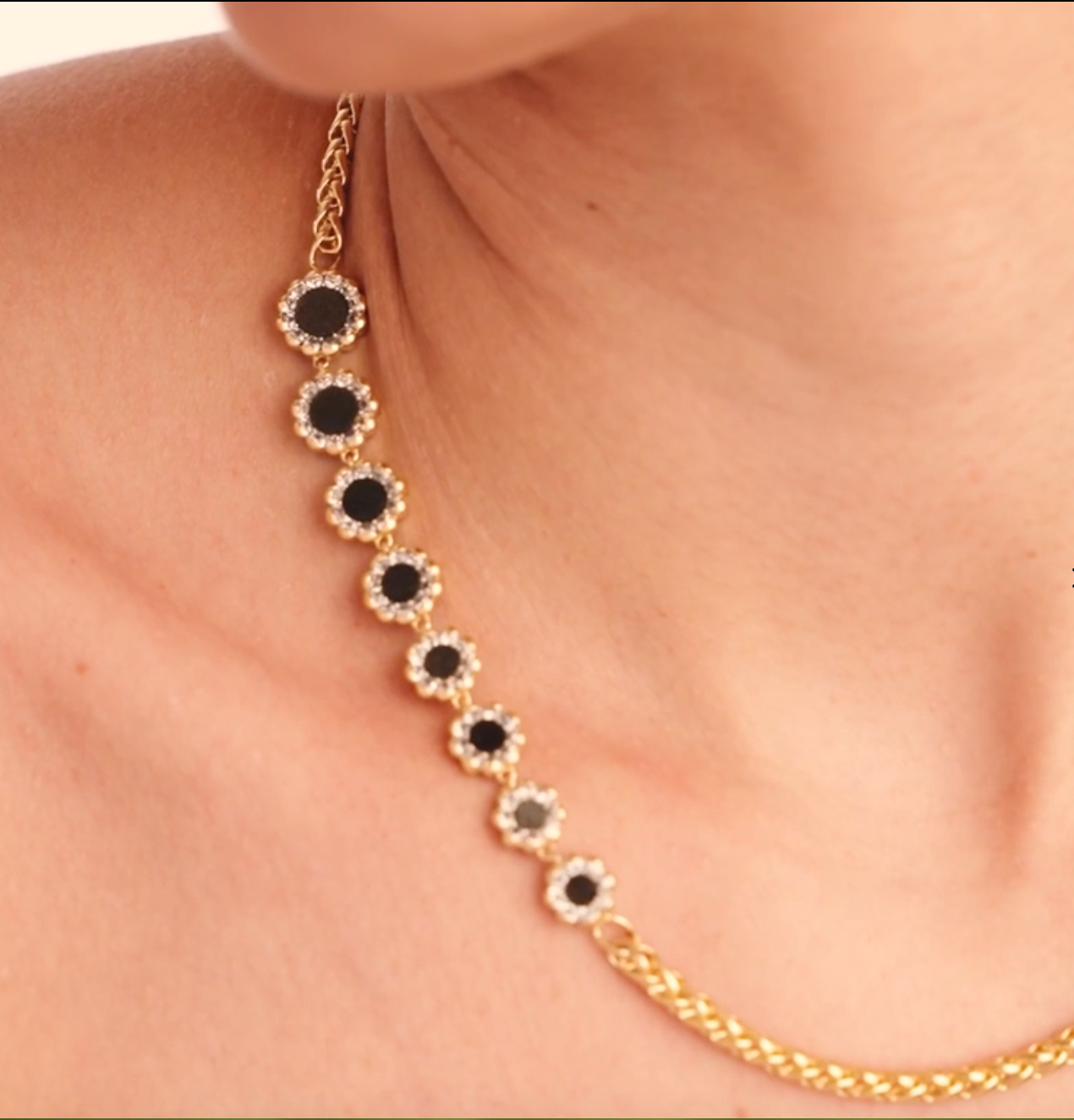 BE MAAD - Collier asymétrique RIVE D'OR - Obsidienne dorée