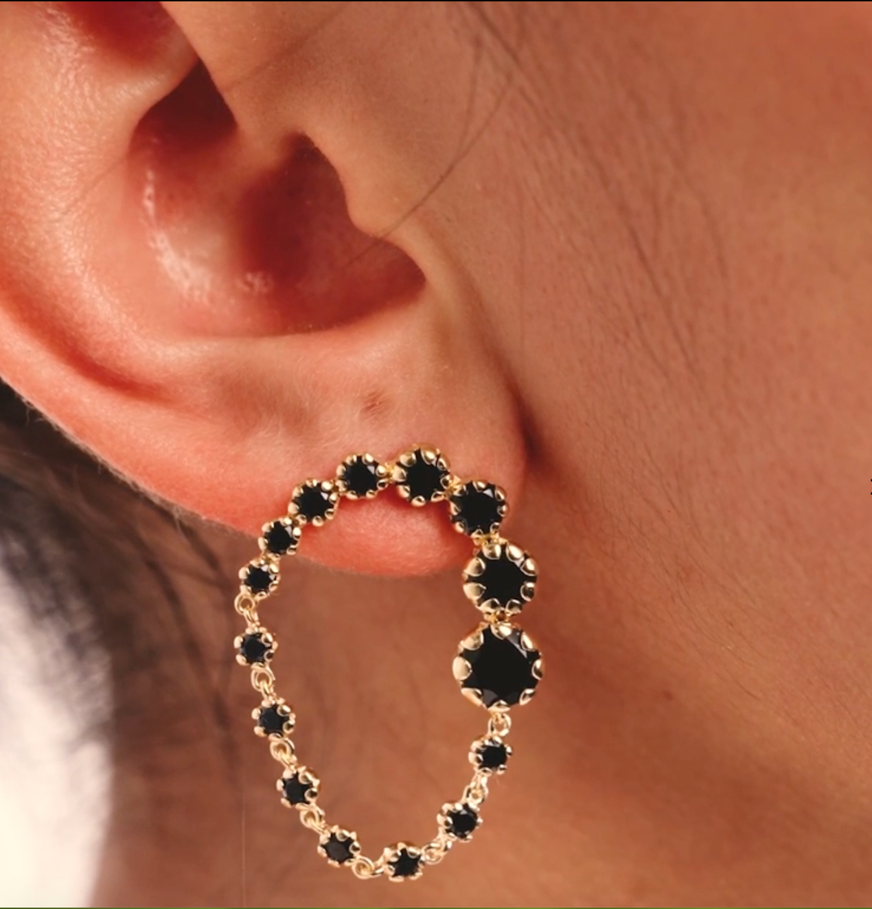 BE MAAD - Boucles d'oreilles RIVE D'OR - Zircons noirs