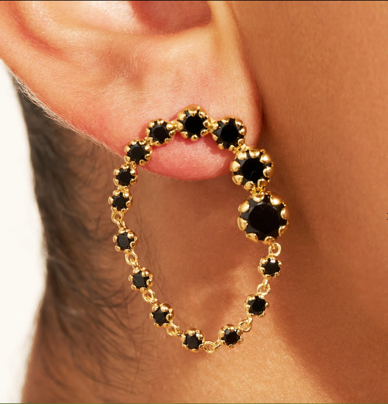 BE MAAD - Boucles d'oreilles RIVE D'OR - Zircons noirs