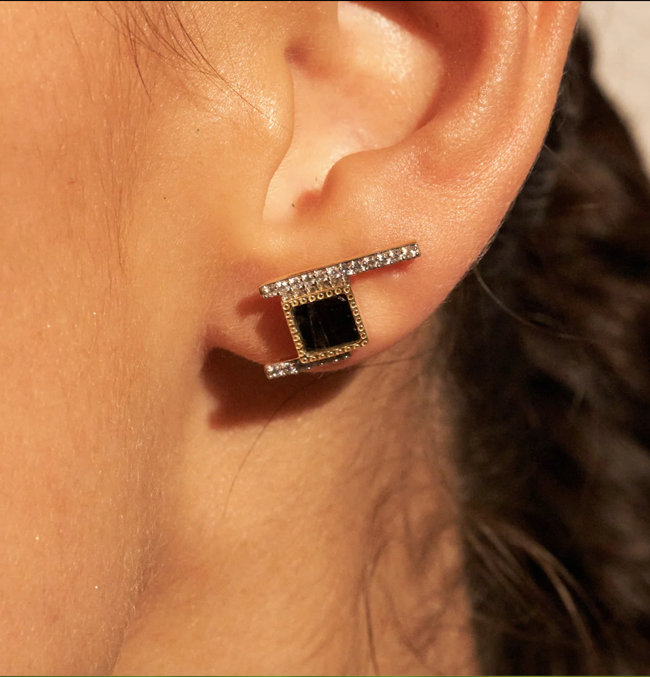 BE MAAD - Boucles d'oreilles KARA - Onyx texturé