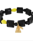 TARATATA - Bracelet GLAM ROCK noir et jaune