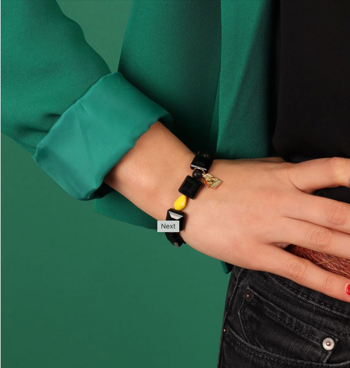 TARATATA - Bracelet GLAM ROCK noir et jaune