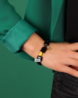 TARATATA - Bracelet GLAM ROCK noir et jaune