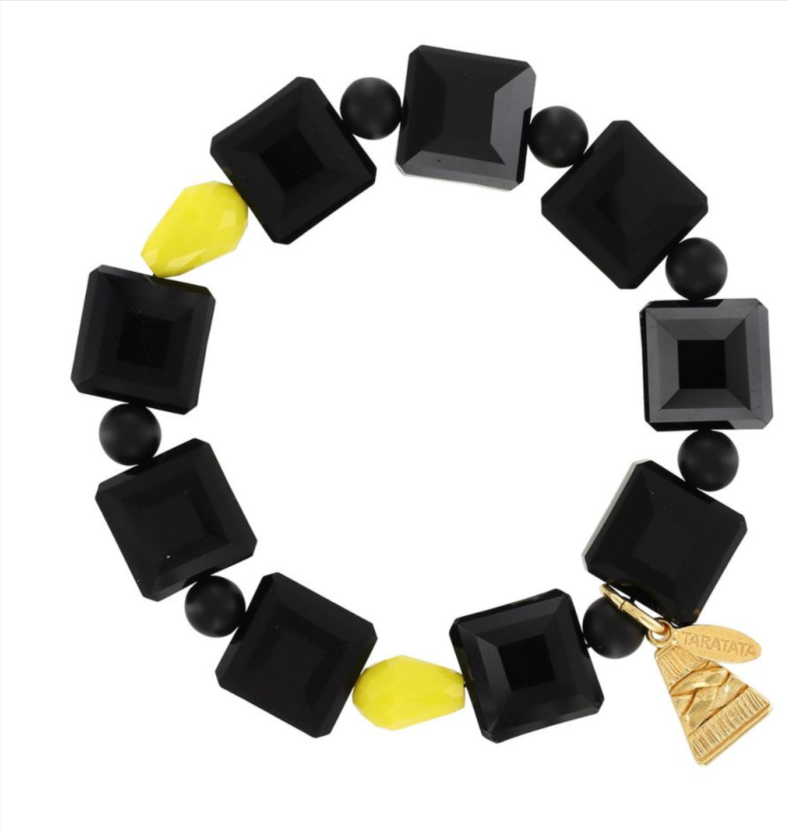 TARATATA - Bracelet GLAM ROCK noir et jaune