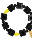 TARATATA - Bracelet GLAM ROCK noir et jaune