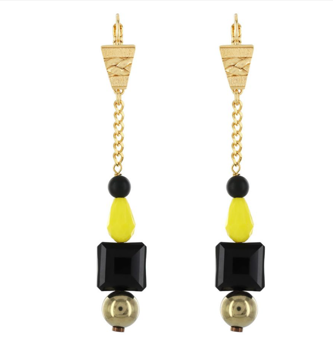 TARATATA - Boucles d'oreilles GLAM ROCK noire et jaune