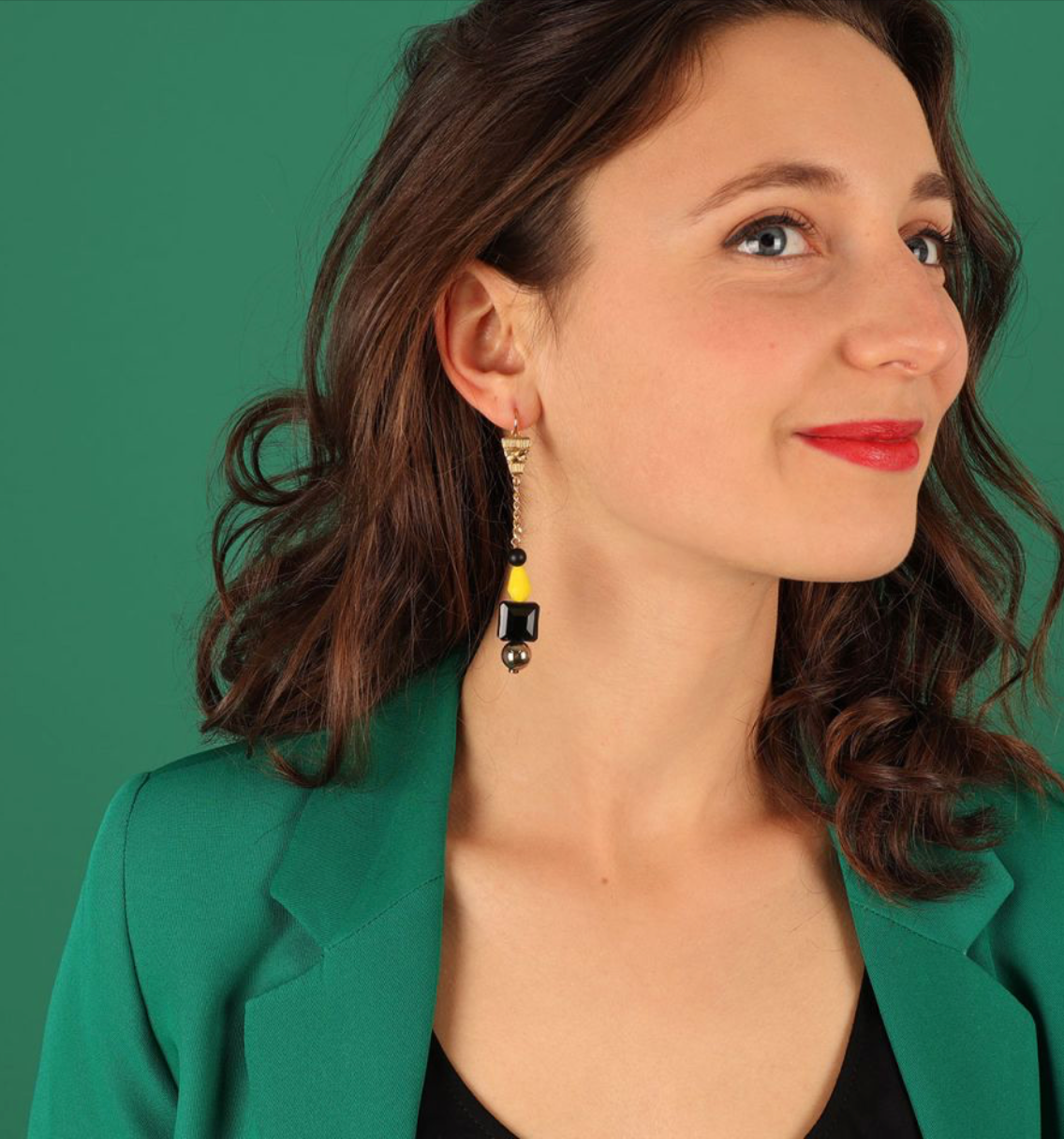 TARATATA - Boucles d'oreilles GLAM ROCK noire et jaune