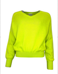 TWINS - PULL col V manches longues resserrées - KN 2408 - JAUNE FLUO