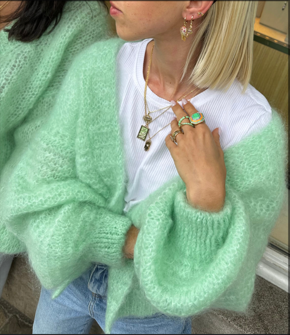 TWINS - GILET court manches longues ouvert - KN 82076 - VERT D'EAU