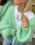 TWINS - GILET court manches longues ouvert - KN 82076 - VERT D'EAU