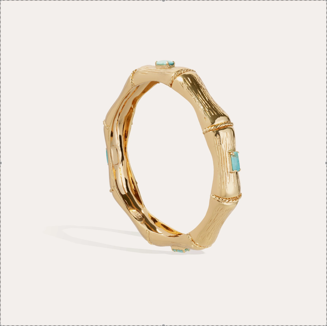 GAS BIJOUX - Bracelet BAMBOU strass doré à l'or fin - Turquoise