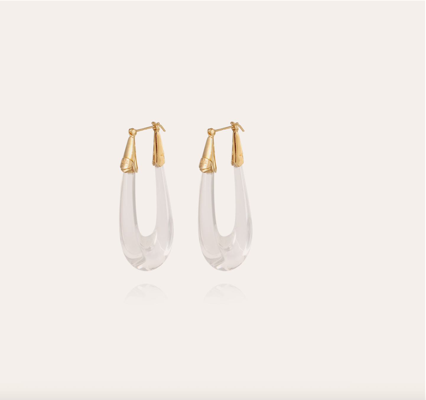 GAS BIJOUX - Boucles d'oreilles ECUME acétate transparentes dorées à l'or fin