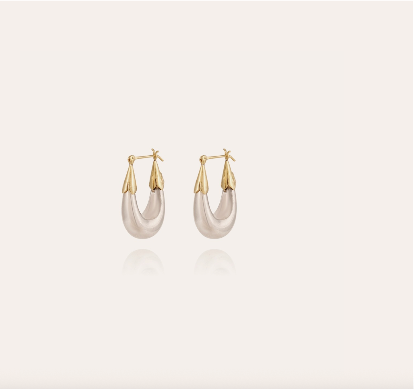 GAS BIJOUX - Boucles d'oreilles ECUME petit modèle argentées bicolore