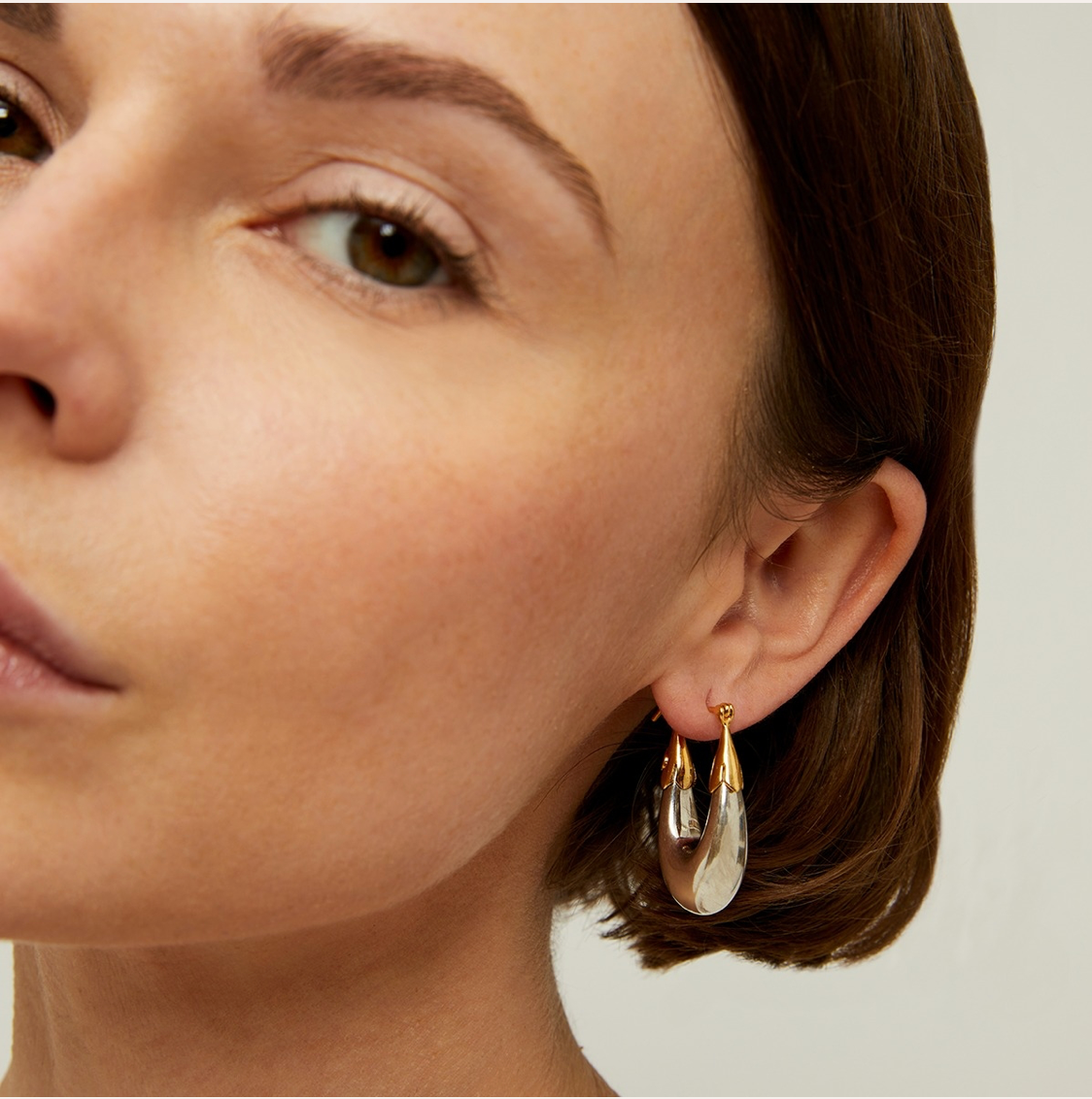 GAS BIJOUX - Boucles d'oreilles ECUME petit modèle argentées bicolore