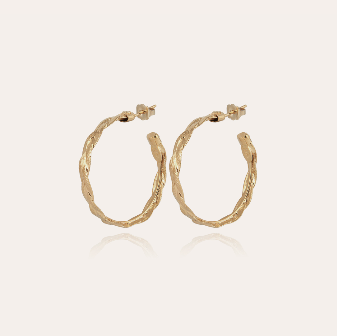 GAS BIJOUX - Boucles d'oreilles créoles TRESSE petit modèle dorées à l'or fin