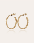 GAS BIJOUX - Boucles d'oreilles créoles TRESSE petit modèle dorées à l'or fin