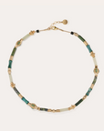 GAS BIJOUX - Collier KALI BIS doré à l'or fin - Tons de vert
