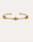 GAS BIJOUX - Bracelet jonc TORSADE 3 strass bleu marine petit modèle dorée à l'or fin