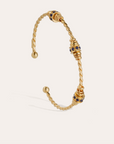 GAS BIJOUX - Bracelet jonc TORSADE 3 strass bleu marine petit modèle dorée à l'or fin