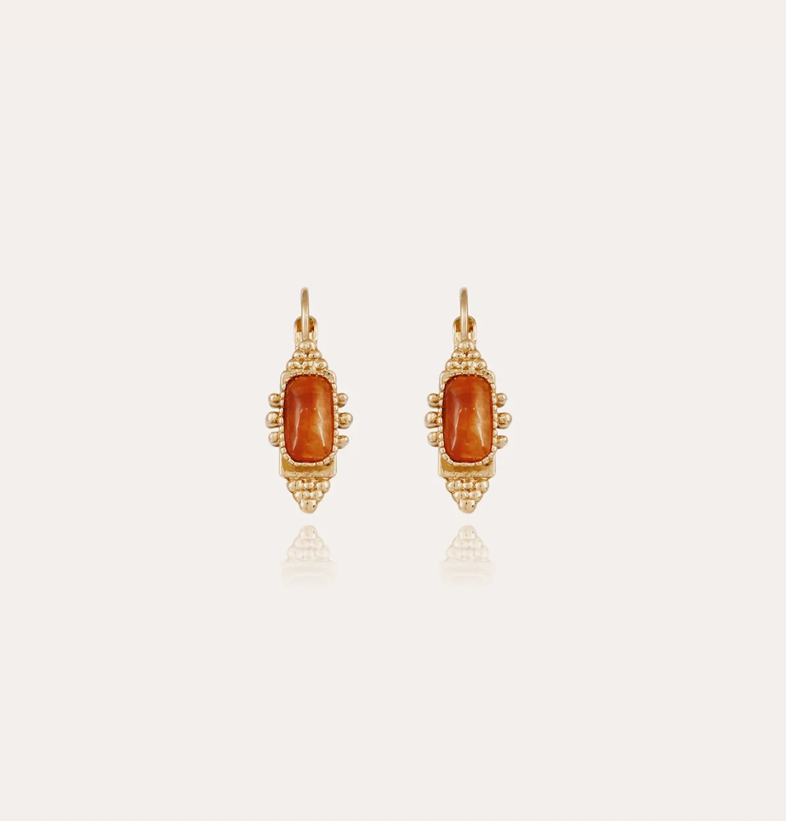 GAS BIJOUX - Boucles d'oreilles SERTI TALISMAN petit modèle dorées - CORNALINE