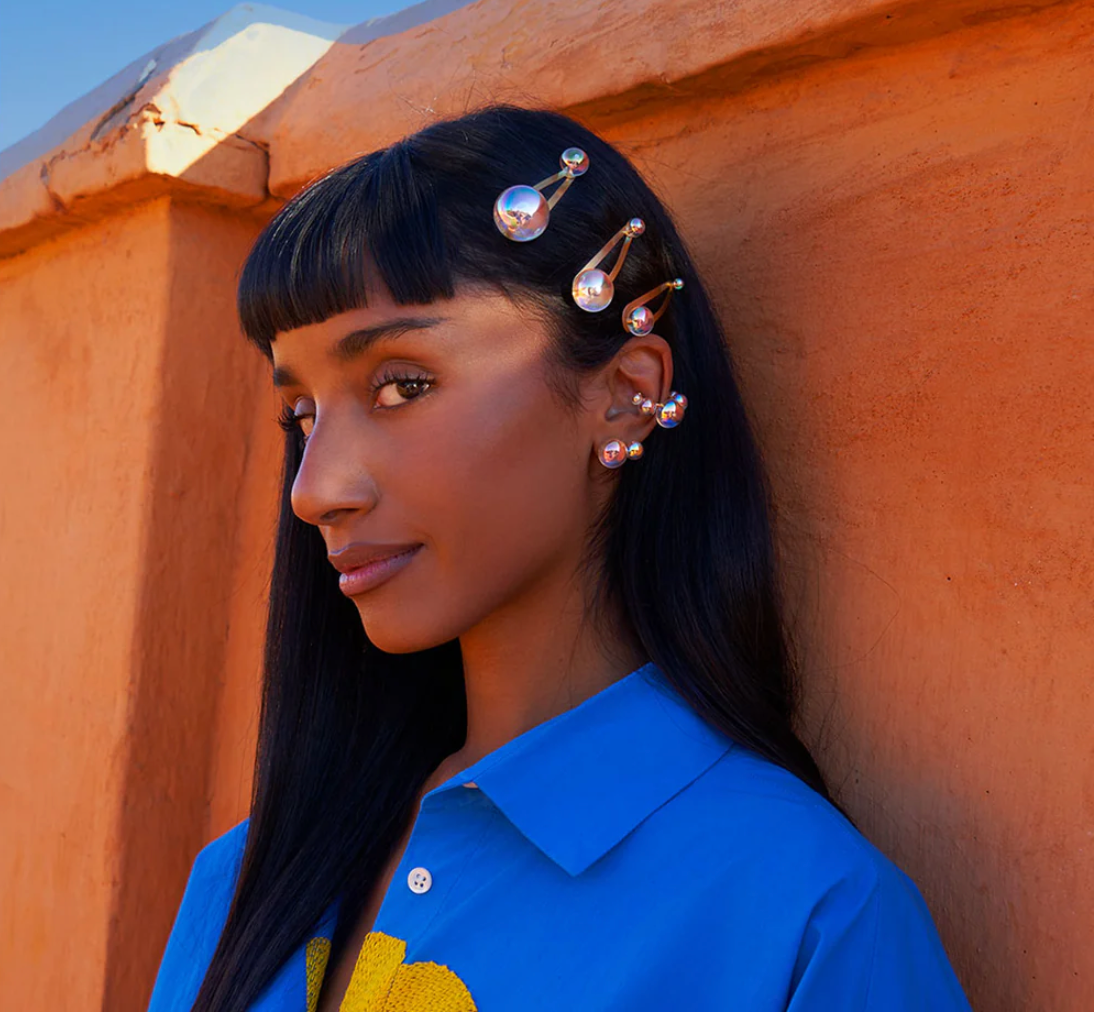 LA MOME BIJOU - PINCE A CHEVEUX 2 perles 12 et 23 mn en argenté