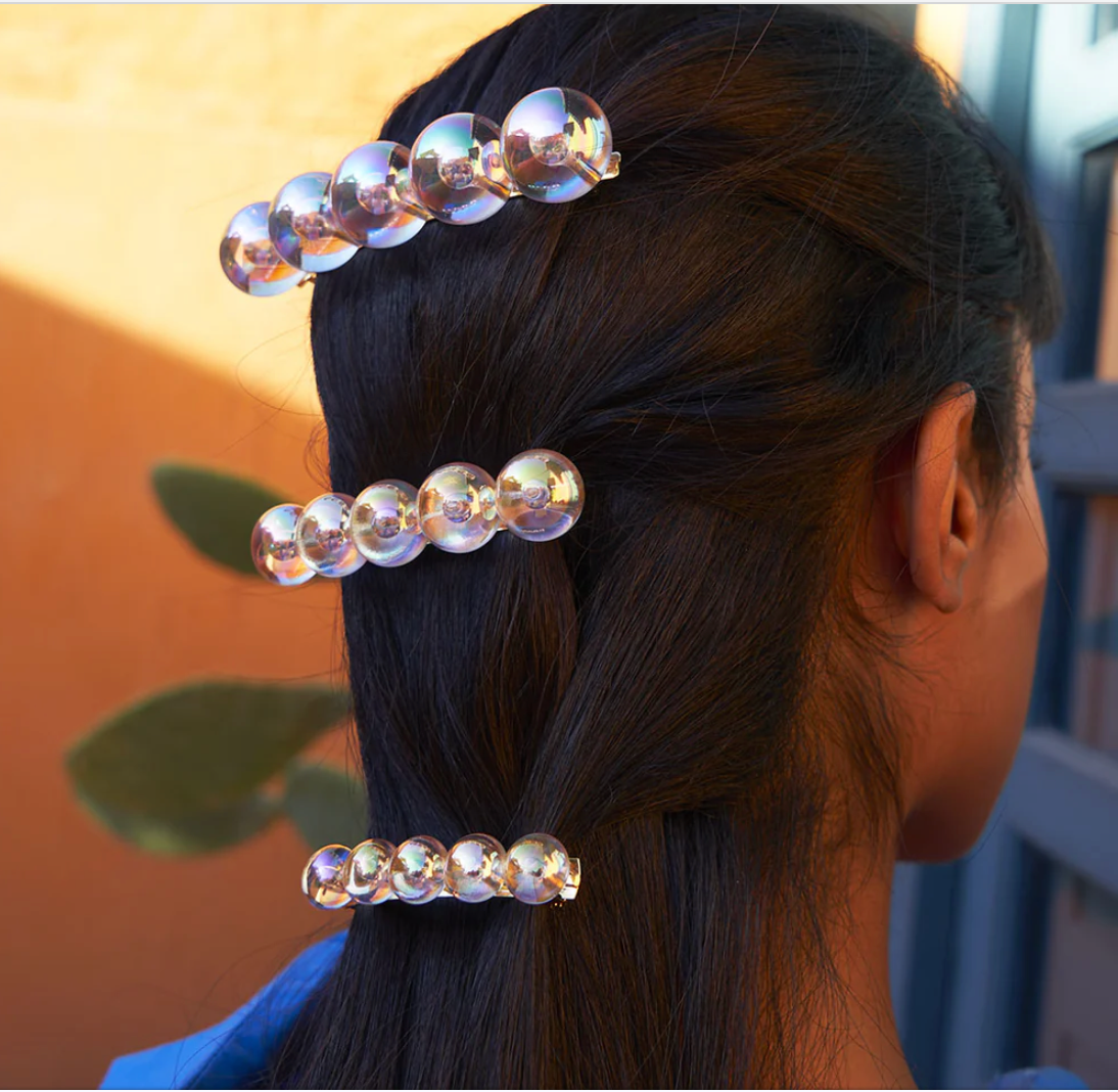 LA MOME BIJOU - BARRETTE A CHEVEUX 5 PERLES - 23 mm - argenté