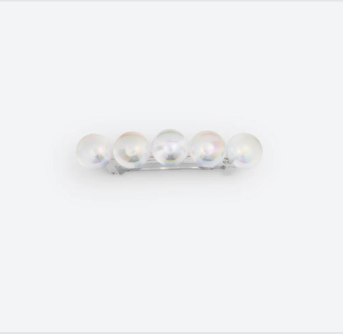 LA MOME BIJOU - BARRETTE A CHEVEUX 5 PERLES -18 mn - argenté