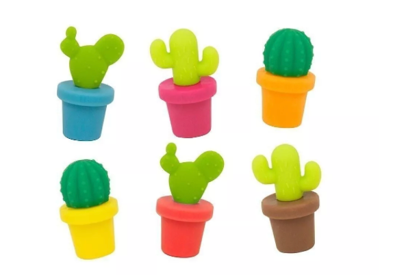 WINKEE - MARQUEURS DE VERRE CACTUS - LOT DE 6