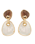 GAS BIJOUX - Boucles d'oreilles SILIA grand modèle dorées à l'or fin avec bois et nacre - Tiges droites