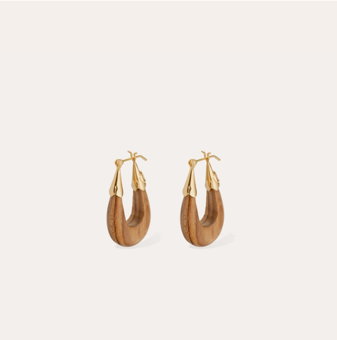 GAS BIJOUX - Boucles d'oreilles Ecume petit modèle dorées à l'or fin et bois