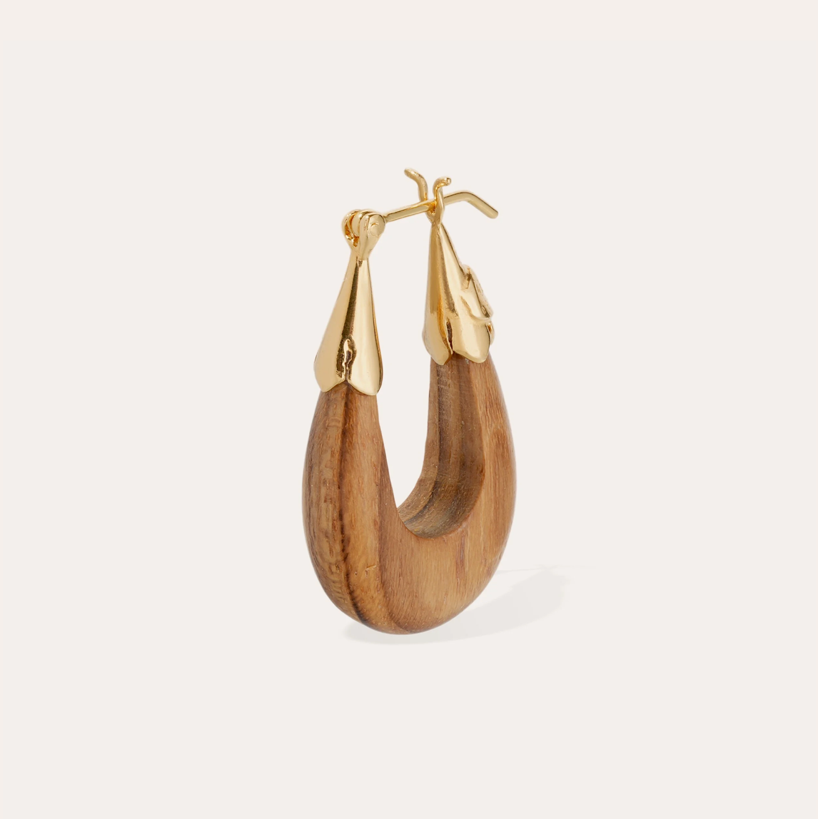 GAS BIJOUX - Boucles d'oreilles Ecume petit modèle dorées à l'or fin et bois