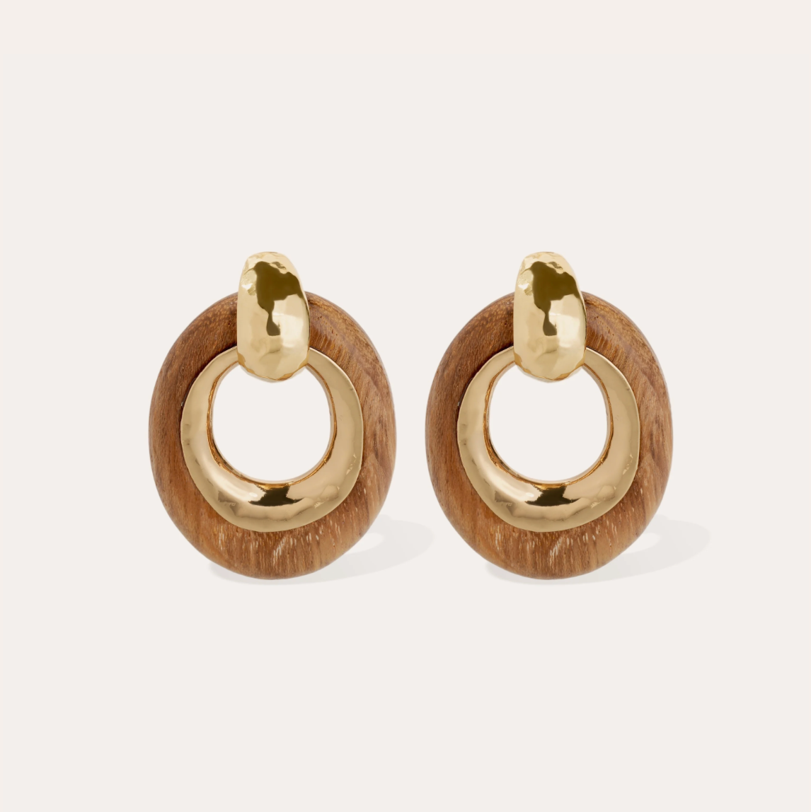 GAS BIJOUX - Boucles d'oreilles SELVA dorées à l'or fin et bois
