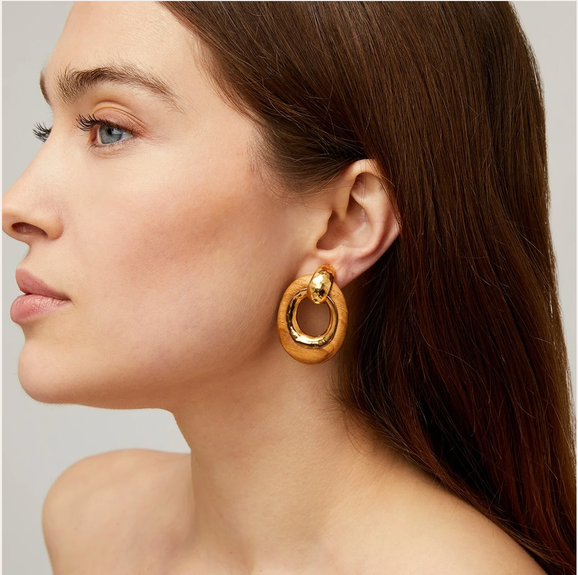 GAS BIJOUX - Boucles d'oreilles SELVA dorées à l'or fin et bois