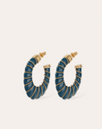 GAS BIJOUX - Boucles d'oreilles CYCLADE petit modèle acétate dorées à l'or fin et bleu marine