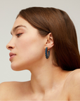 GAS BIJOUX - Boucles d'oreilles CYCLADE petit modèle acétate dorées à l'or fin et bleu marine