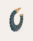 GAS BIJOUX - Boucles d'oreilles CYCLADE petit modèle acétate dorées à l'or fin et bleu marine