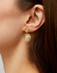 GAS BIJOUX - Boucles d'oreilles SEQUIN dorées métal doré à l'or fin - Cristaux blancs