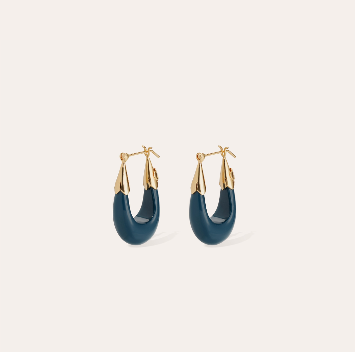 GAS BIJOUX - Boucles d'oreilles ECUME petit modèle acétate bleu marine dorée à l'or fin