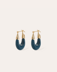 GAS BIJOUX - Boucles d'oreilles ECUME petit modèle acétate bleu marine dorée à l'or fin
