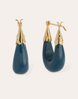 GAS BIJOUX - Boucles d'oreilles ECUME petit modèle acétate bleu marine dorée à l'or fin