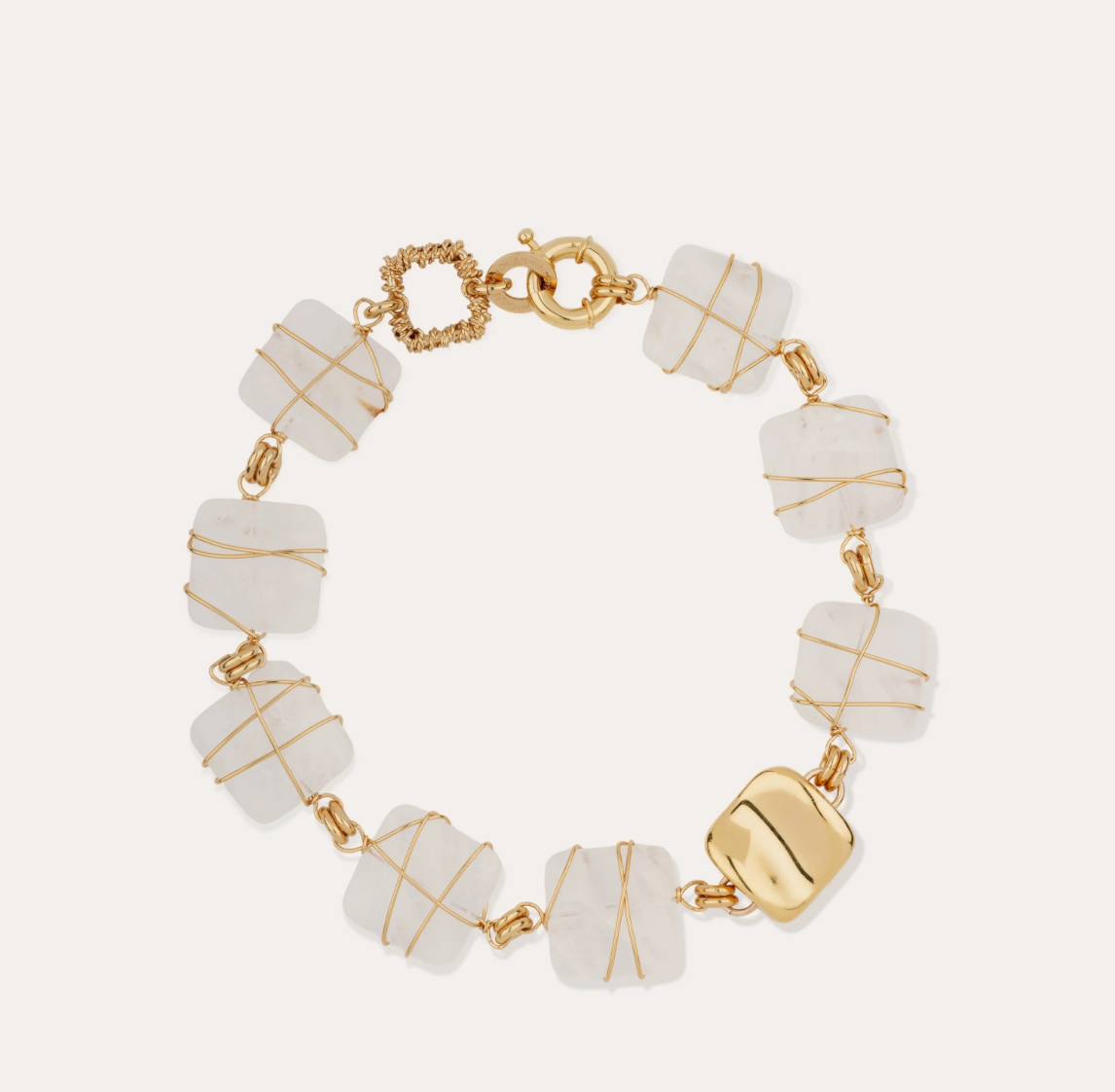 GAS BIJOUX - Collier RAINBOW square doré à l'or fin et cristal de roche