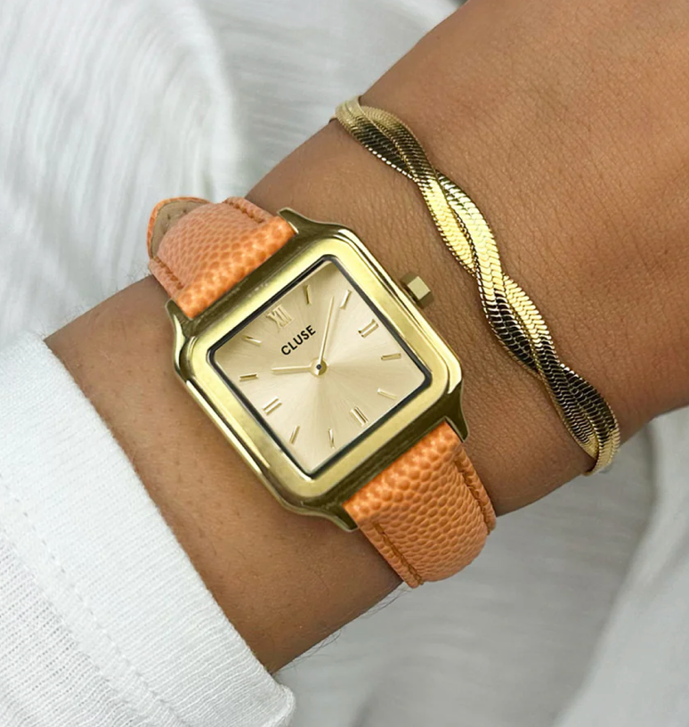 CLUSE - Gracieuse Petite Watch Leather, Apricot Lizard, Gold Colour