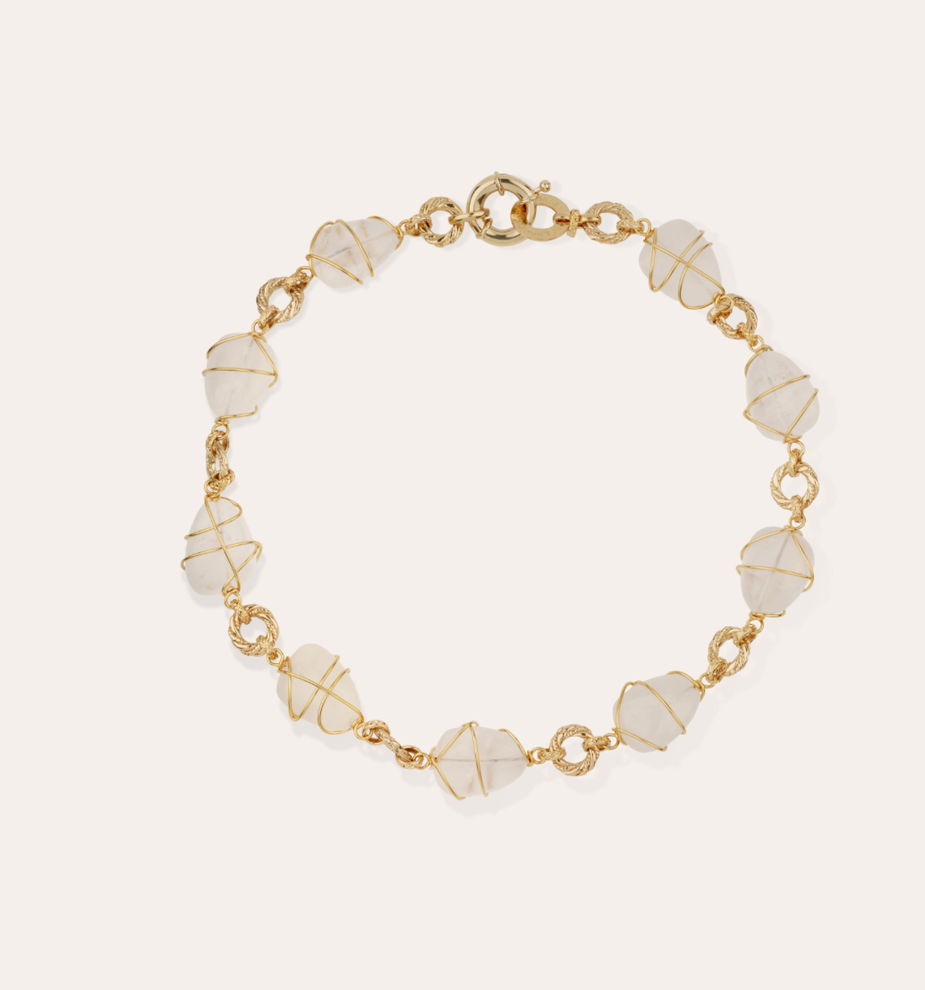 GAS BIJOUX - Collier RAINBOW doré à l'or din - Cristal de Roche