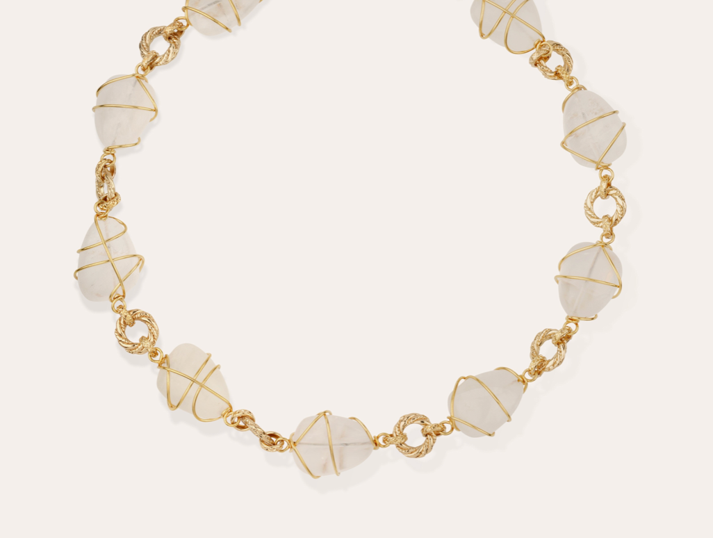 GAS BIJOUX - Collier RAINBOW doré à l'or din - Cristal de Roche