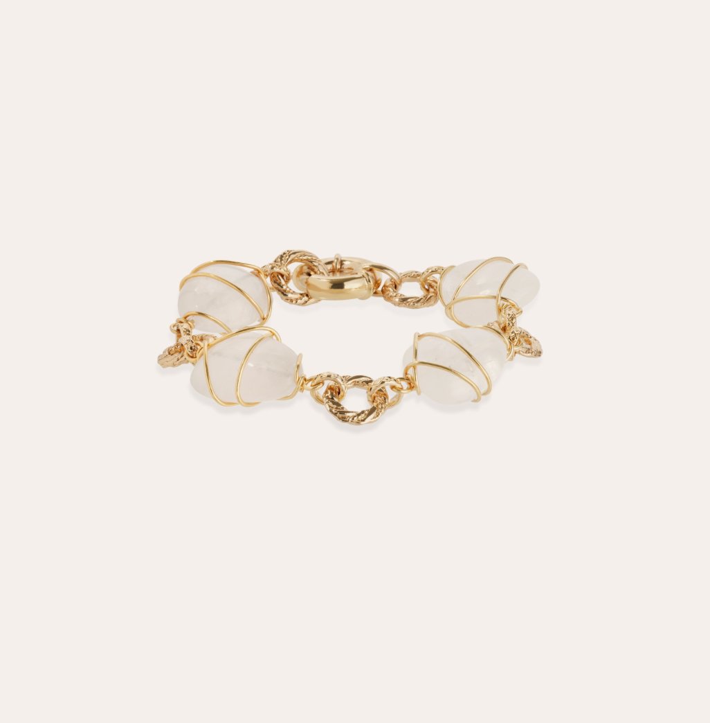 GAS BIJOUX - Bracelet RAINBOW doré à l'or fin - Cristal de Roche