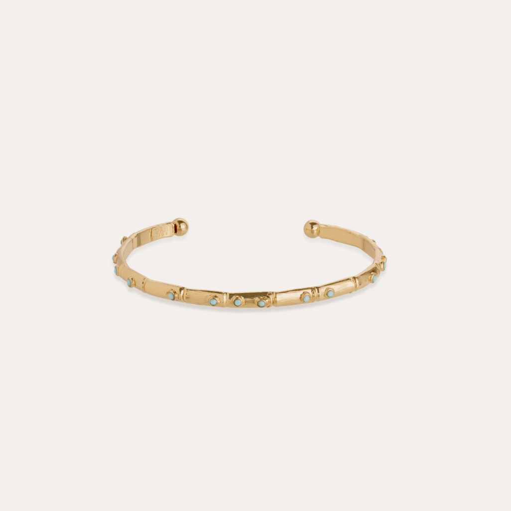 GAS BIJOUX - Bracelet BAMBINI jonc strass doré à l'or fin et cristaux de Swarovski bleu