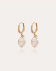 GAS BIJOUX - Boucles d'oreilles TAO RAINBOW dorées à l'or fin - Cristal de roche