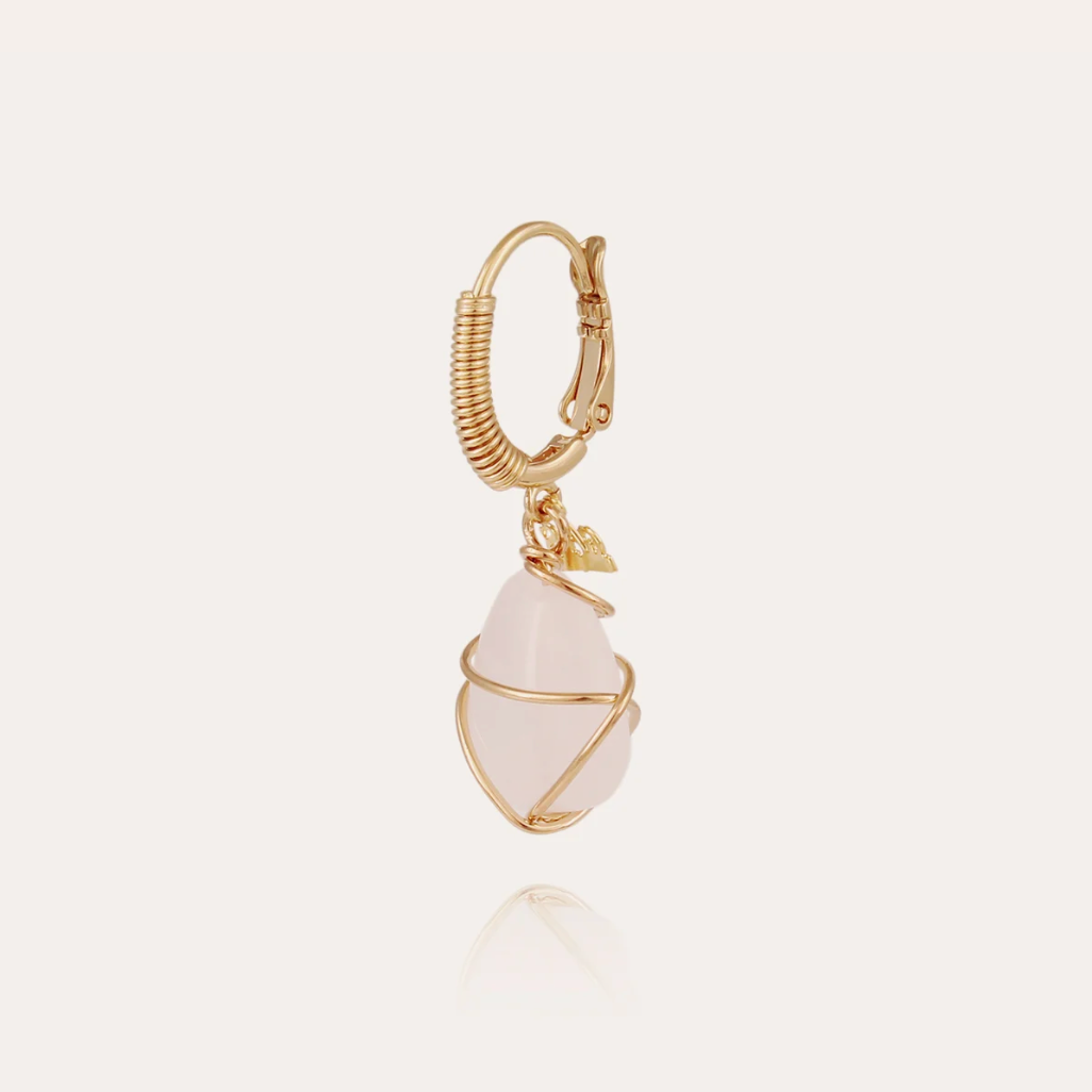 GAS BIJOUX - Boucles d'oreilles TAO RAINBOW dorées à l'or fin - Cristal de roche