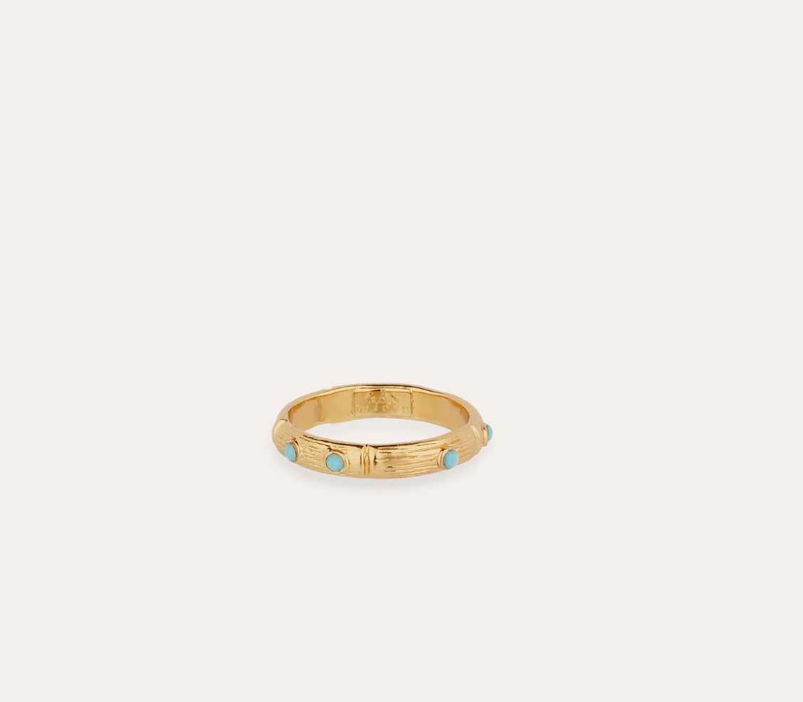 GAS BIJOUX - Bague BAMBINI strass bleu dorée à l'or fin - Taille 54